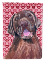 Carolines Treasures SC9253GF 15 x 15 In. Labrador Chocolate Hearts Love Valentines Day Flag-
