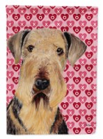 Carolines Treasures SC9266GF 15 x 15 In. Airedale Hearts Love And Valentines Day Portrait Fla