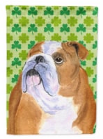 Bulldog English St. Patrick's Day Shamrock Portrait Garden Flag