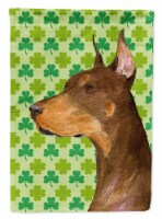 Doberman St. Patrick's Day Shamrock Portrait Flag Garden Size