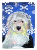Carolines Treasures LH9306GF Old English Sheepdog Winter Snowflakes Holiday Gar