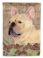 Carolines Treasures SS4076CHF French Bulldog on Faux Burlap with Pine Cones Hou