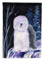 Carolines Treasures  SS8406CHF Starry Night Old English Sheepdog Flag Canvas Hou