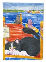Carolines Treasures 6001CHF Cat Fishing from the dock House Flag
