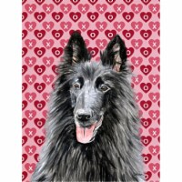 Carolines Treasures SC9241CHF 40 x 40 In. Belgian Sheepdog Hearts Love And Valentines Day Fla
