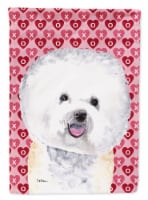Bichon Frise Hearts Love and Valentine's Day Portrait House Flag