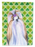 Carolines Treasures SS4396CHF 28 x 40 In. Shih Tzu St. Patricks Day Shamrock Portrait Flag Ca