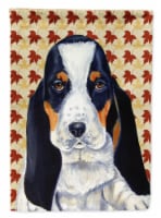 Carolines Treasures  LH9104CHF Basset Hound Fall Leaves Portrait Flag Canvas Hou