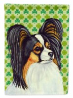 Papillon St. Patrick's Day Shamrock Portrait Flag Canvas House Size