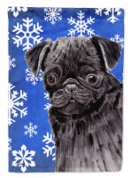 Carolines Treasures SC9366CHF Pug Winter Snowflakes Holiday House Flag