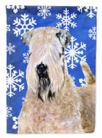 Wheaten Terrier Soft Coated Winter Snowflakes Holiday House Flag