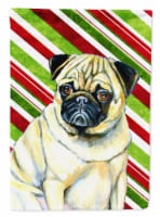 Carolines Treasures  LH9252CHF Pug Candy Cane Holiday Christmas Flag Canvas Hous