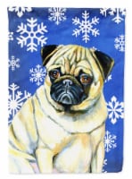 Carolines Treasures LH9297CHF Pug Winter Snowflakes Holiday House Flag