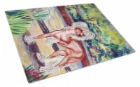 Carolines Treasures 7021LCB Chinese Crested on the Patio Glass Cutting Board La