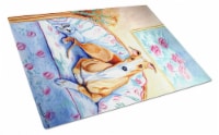 Carolines Treasures 7081LCB Whippet Waiting on you Glass Cutting Board Large