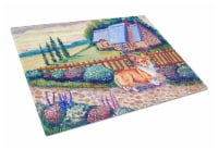 Carolines Treasures 7168LCB Pembroke Corgi at the Cottage Glass Cutting Board L