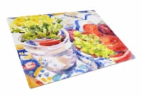 Apples, Plums and Grapes with Flowers Glass Cutting Board Large