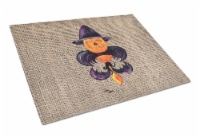 Halloween Pumpkin Bat Fleur de lis Glass Cutting Board Large