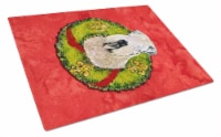 Wheaten Terrier Soft Coated Cristmas Wreath Glass Cutting Board Large
