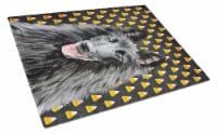 Belgian Sheepdog Candy Corn Halloween Portrait Glass Cutting Board Large
