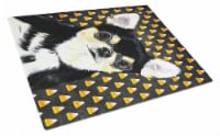 Chihuahua Candy Corn Halloween Portrait Glass Cutting Board Large