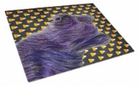 Skye Terrier Candy Corn Halloween Portrait Glass Cutting Board Large