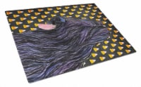 Briard Candy Corn Halloween Portrait Glass Cutting Board Large