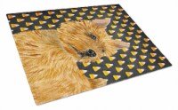 Norwich Terrier Candy Corn Halloween Portrait Glass Cutting Board Large