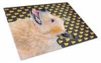 Australian Cattle Dog Candy Corn Halloween Portrait Glass Cutting Board Large