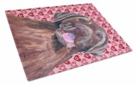Labrador Chocolate Hearts Love Valentine's Day Glass Cutting Board Large