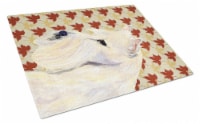 Scottish Terrier Wheaten Fall Leaves Portrait Glass Cutting Board Large