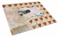 Wheaten Terrier Soft Coated Fall Leaves Portrait Glass Cutting Board Large