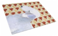 Bedlington Terrier Fall Leaves Portrait Glass Cutting Board Large