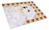 Carolines Treasures SS4375LCB Maltese Fall Leaves Portrait Glass Cutting Board