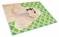 Cocker Spaniel St. Patrick's Day Shamrock Portrait Glass Cutting Board Large