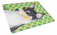 Chihuahua St. Patrick's Day Shamrock Portrait Glass Cutting Board Large