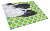 Papillon St. Patrick's Day Shamrock Portrait Glass Cutting Board Large