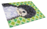 Portuguese Water Dog St. Patrick's Day Shamrock Glass Cutting Board Large