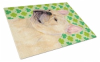 French Bulldog St. Patrick's Day Shamrock Portrait Glass Cutting Board Large