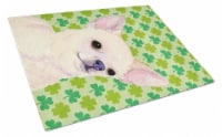 Chihuahua St. Patrick's Day Shamrock Portrait Glass Cutting Board Large