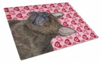 French Bulldog Hearts Love and Valentine's Day Portrait Glass Cutting Board Larg