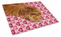 Sussex Spaniel Hearts Love Valentine's Day Glass Cutting Board Large