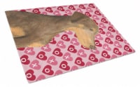 Doberman Hearts Love and Valentine's Day Portrait Glass Cutting Board Large