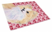 Chihuahua Hearts Love and Valentine's Day Portrait Glass Cutting Board Large