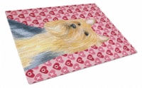 Silky Terrier Hearts Love and Valentine's Day Portrait Glass Cutting Board Large