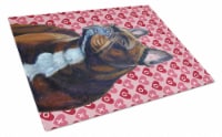 French Bulldog Hearts Love and Valentine's Day Portrait Glass Cutting Board Larg