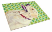 Labrador St. Patrick's Day Shamrock Portrait Glass Cutting Board Large