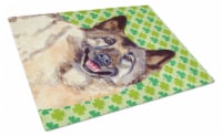 Norwegian Elkhound St. Patrick's Day Shamrock Portrait Glass Cutting Board Large