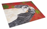 Cavalier Spaniel Red and Green Snowflakes Holiday Christmas Glass Cutting Board
