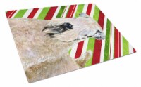 Wheaten Terrier Soft Coated Candy Cane Holiday Christmas Glass Cutting Board Lar